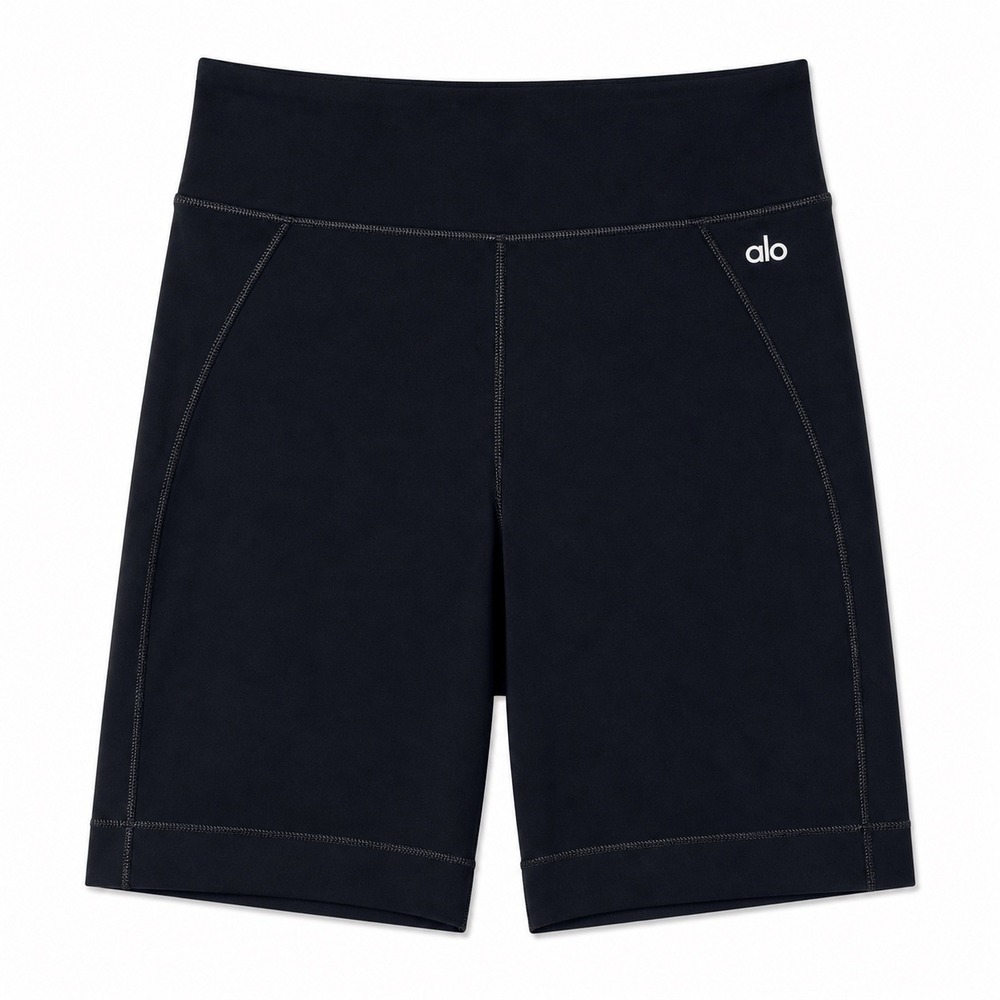 Alo Yoga Biker Shorts Black High Waisted Athletic Workout Women Medium
